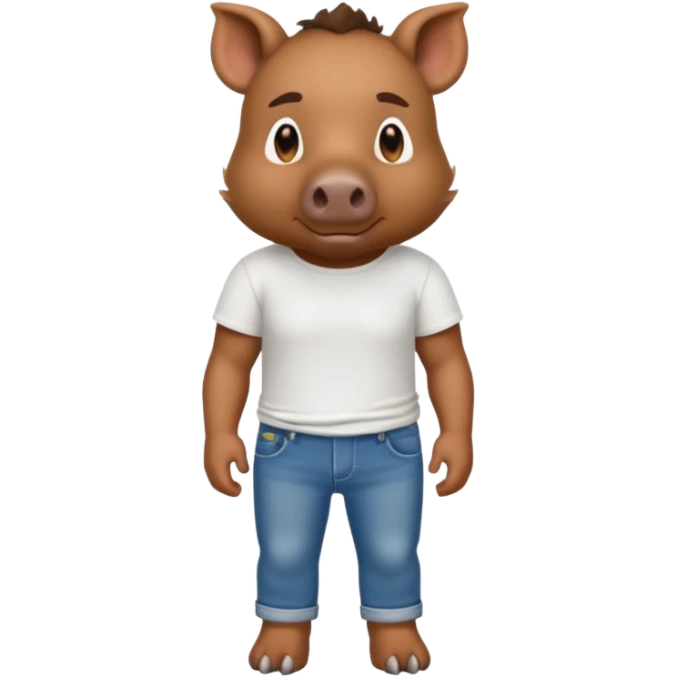 CINGHIALE CON MAGLIETTA BIANCA E JEANS emoji