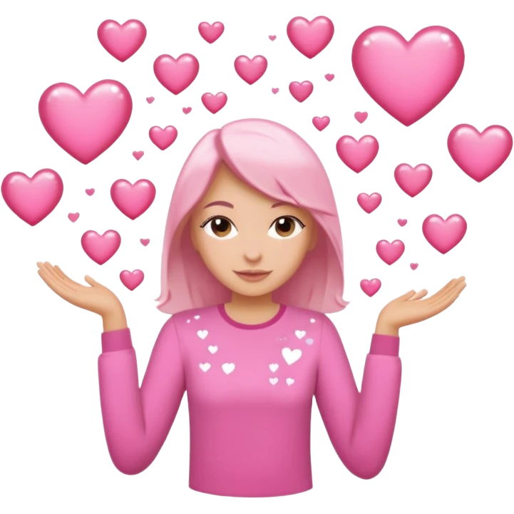 Love with love, pink shirts, hearts and sparkles floating around  emoji