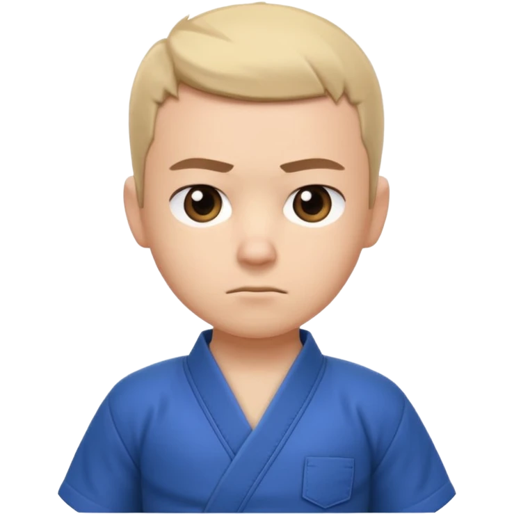 cute martial arts coach portrait, head and shoulders only, gi uniform collar, black belt detail, serious but friendly face, 3D cartoon, mobile game icon style, clean background, no text, no watermark
 emoji
