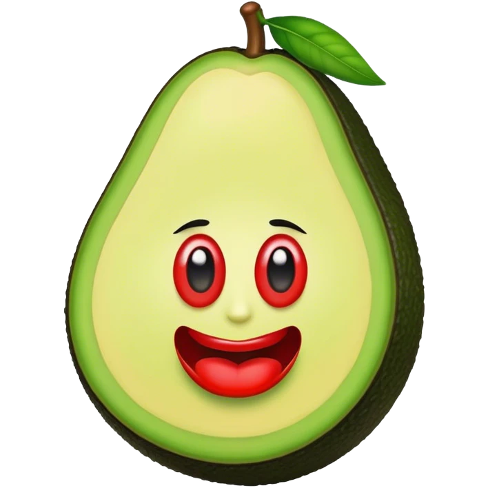 Aguacate con labios grandes y pestañas largas emoji