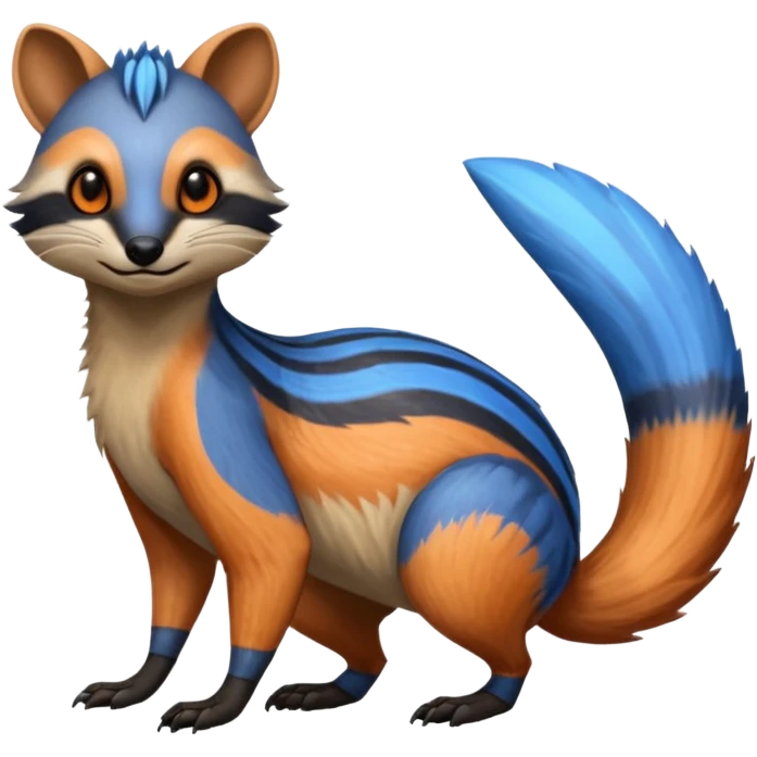 Fiery Blue-Flamed Handsome Wicked Cool Hot Badass Numbat-Trico-Civet-Vernid-fusion-hybrid-creature emoji