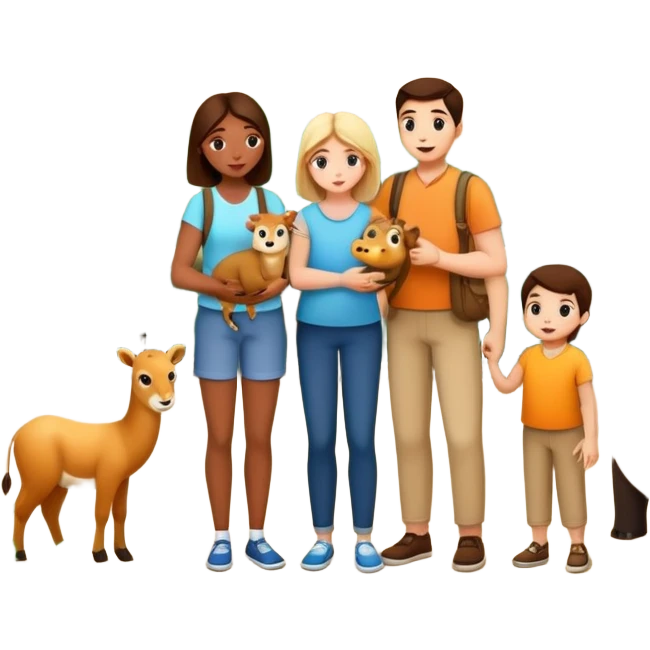 a family looking at animals at the zoo emoji