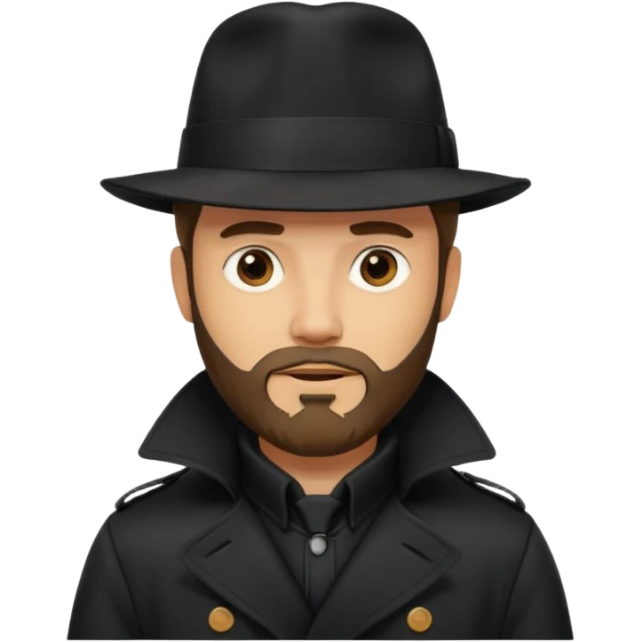bearded man in black in black trenchcoat  emoji