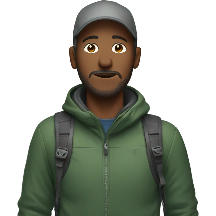 a man freezes on a hike emoji
