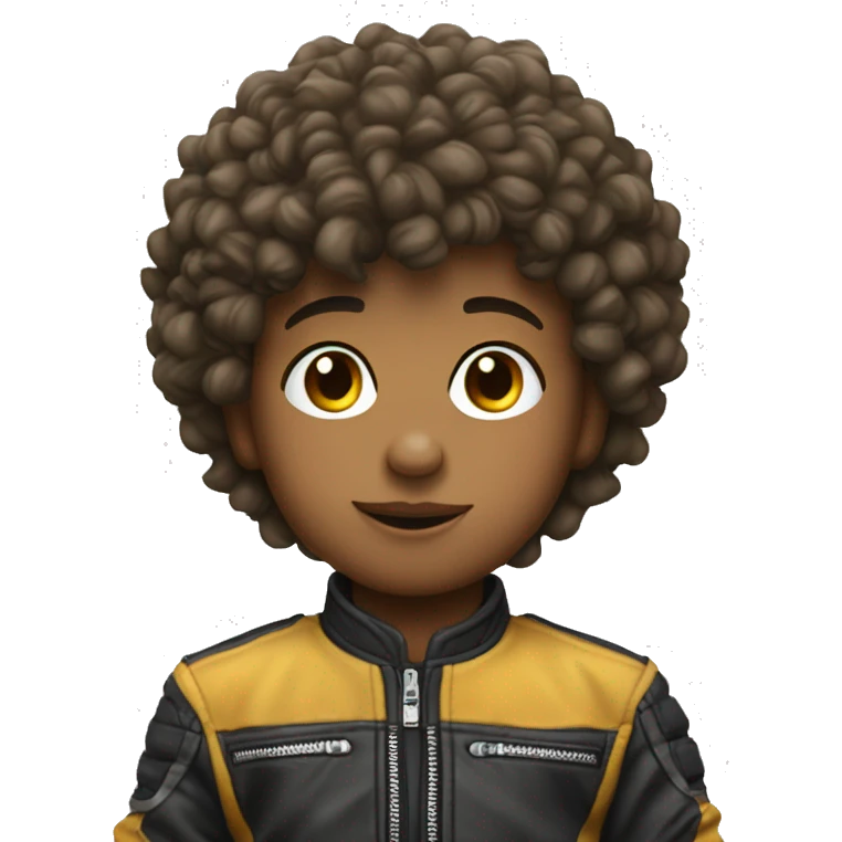 little short boy with perm on  dirtbike novhelmet emoji