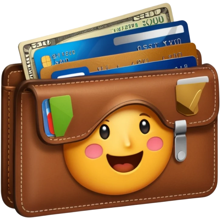 portefeuille marron avec billet et carte bancaire emoji