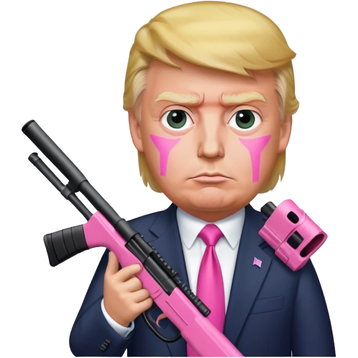 Donald trump holding a pink sniper in his hands professionally correct emoji