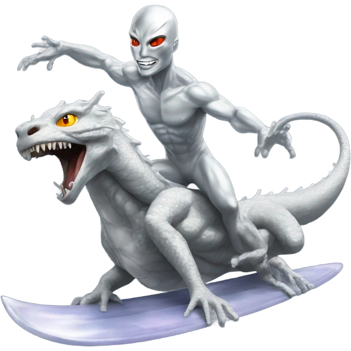 Silver surfer riding shenron  emoji