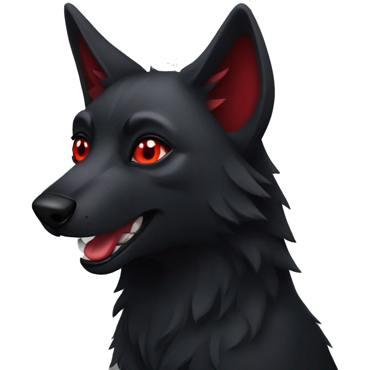 black wolf with red eyes emoji
