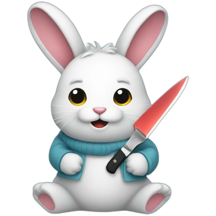 bunny with a knife and a snowball emoji