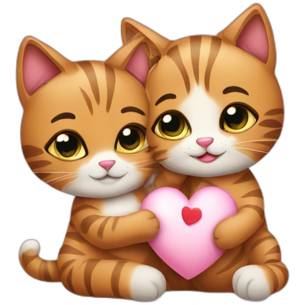 Cuddling tabby cats on Valentine’s Day  emoji