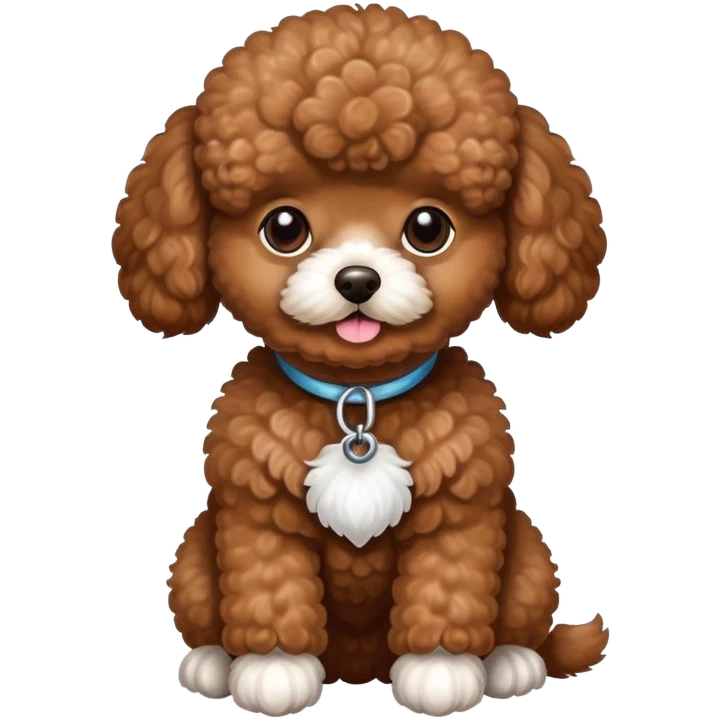 Brown toy poodle with white paws emoji