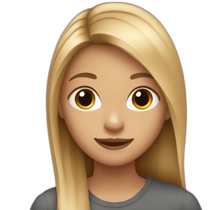 Teenager girl long light Brown and blonde hair emoji