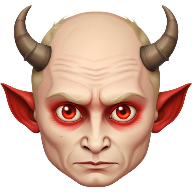 realistic devil Putin with textured skin, expressive eyes, and elaborate horns emoji