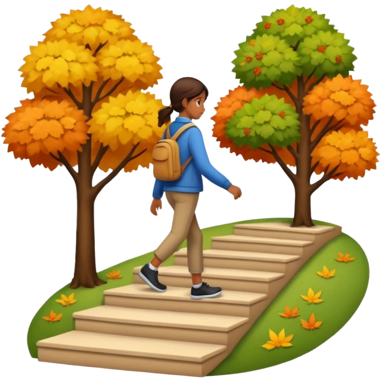 Character walking forward, seasons changing behind each step emoji