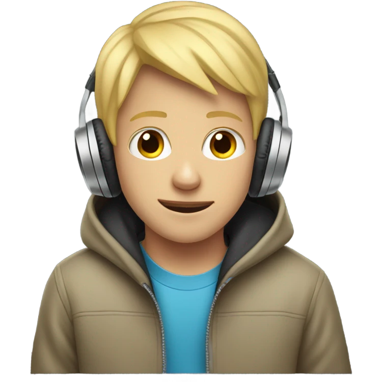 Blond Boy with hoody and Beats emoji