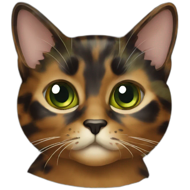 tortoiseshell cat with olive green eyes emoji