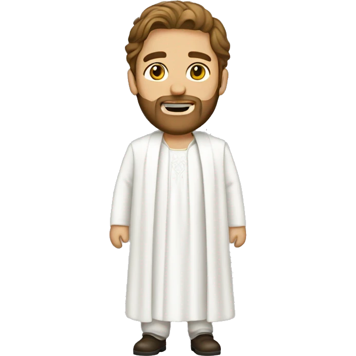 Guy with white gown , brown hair and beard  emoji