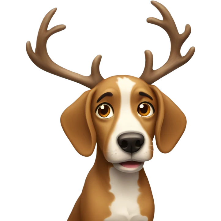 Dog afraid of deer emoji