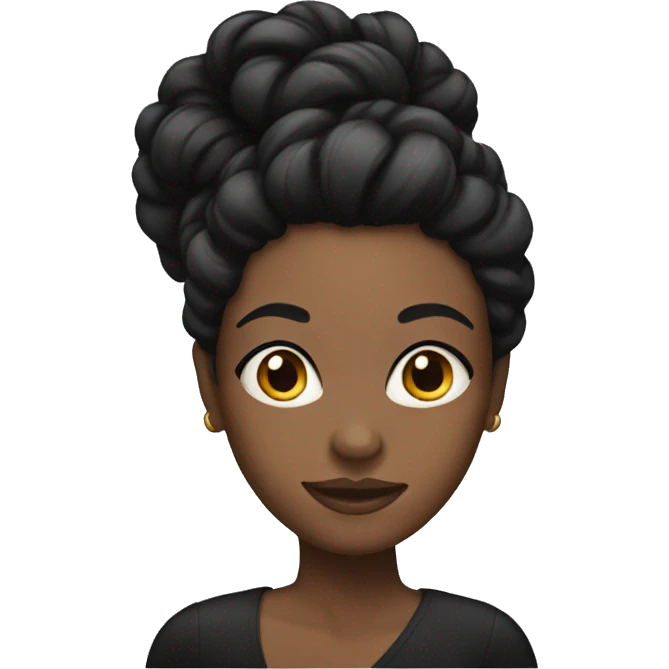 Black woman with black hair updo emoji