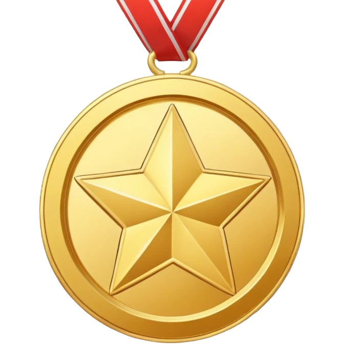 JUST THE CIRCLE golden medal in star shape, central empty space, details in border, golden emoji
