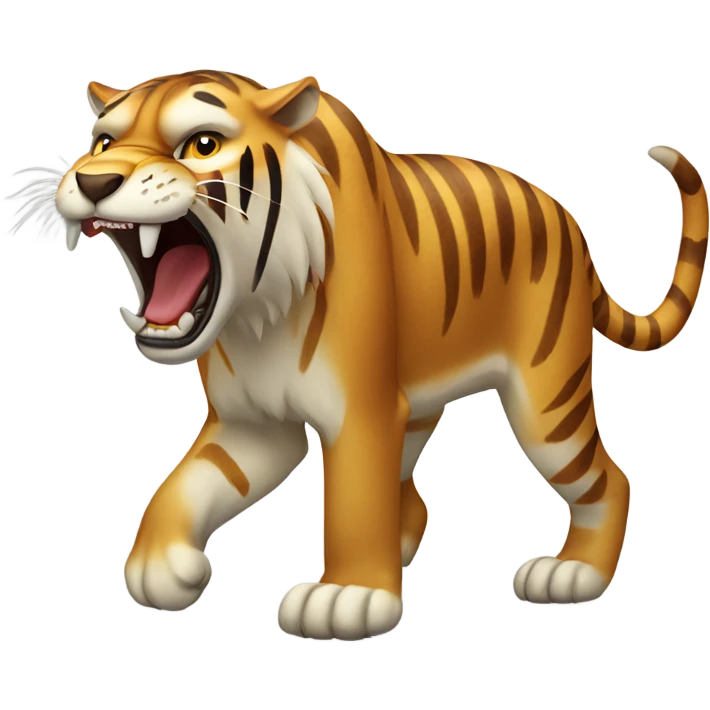 saber tooth tiger with brown fur and long canine teeth emoji