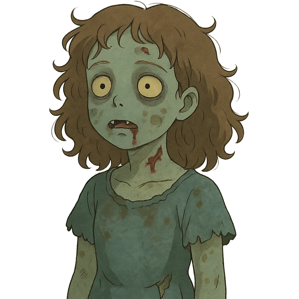 zombie girl with curly hair emoji