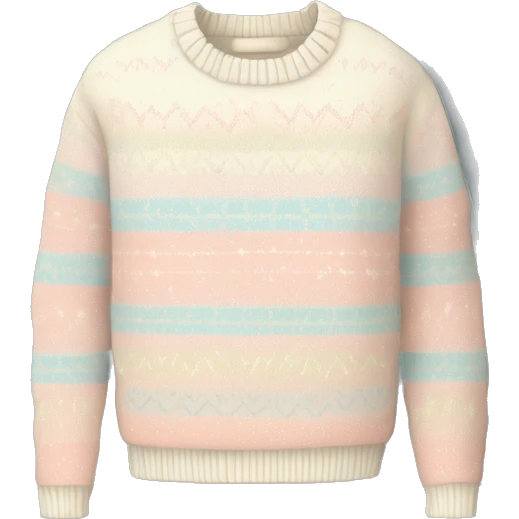 cozy sweater with a simple but stylish pattern (for example, snowflakes or stripes). Pastel or neutral shades, neat lines emoji
