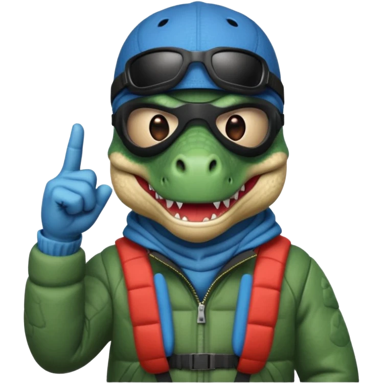 Dino wearing a ski mask with middle fingers  emoji