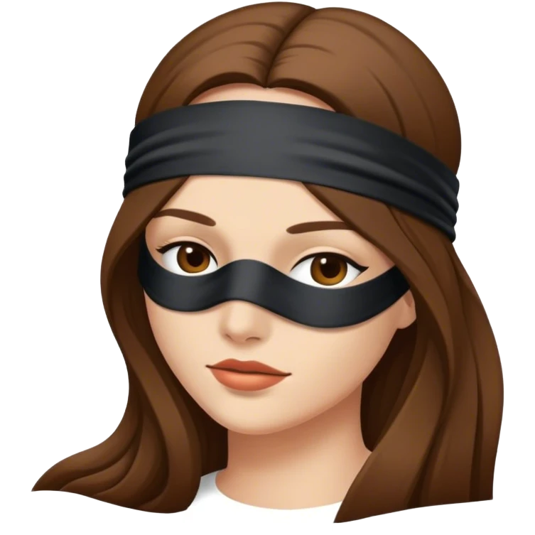 Woman with Long Brown hair blindfolded emoji