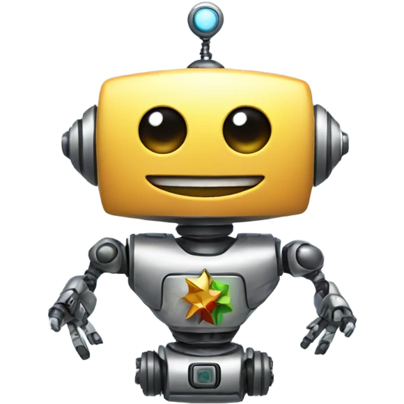 a robot holding a festive emoji emoji