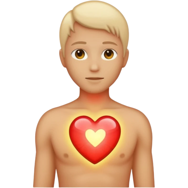 human silhouette with a glowing heart inside emoji