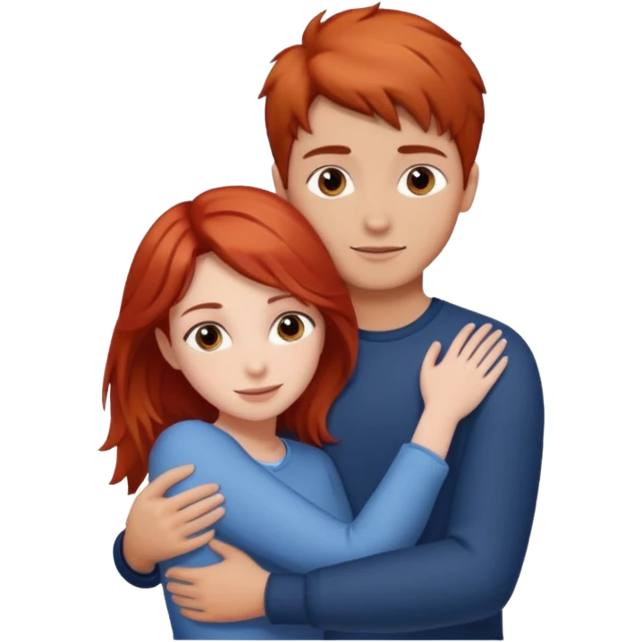 Red haired girl with brown hair boy romance emoji