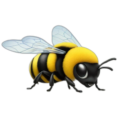 a bumble bee working on a text at a desk emoji