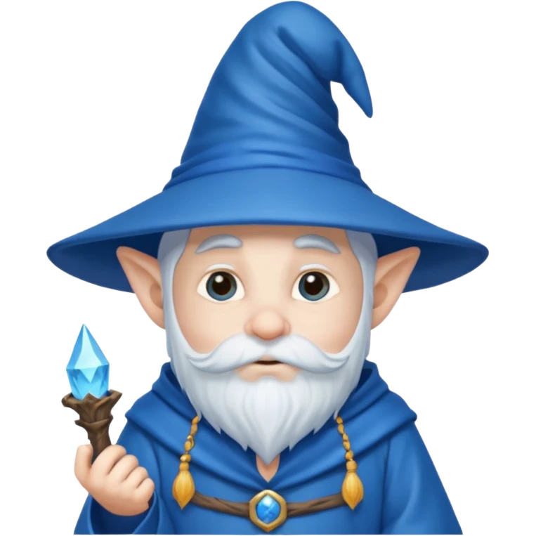 blue gnome wizard thinking of spells emoji