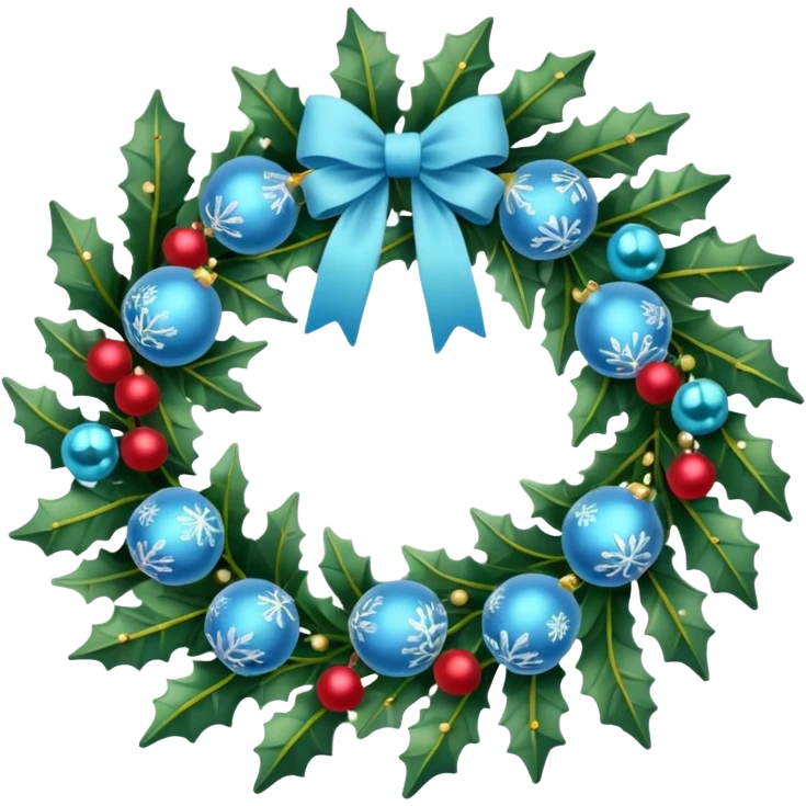 small Christmas wreath with light blue details emoji