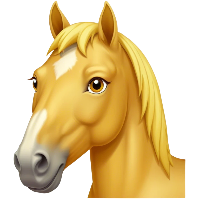 A mature all-yellow horse with its face facing the screen emoji
