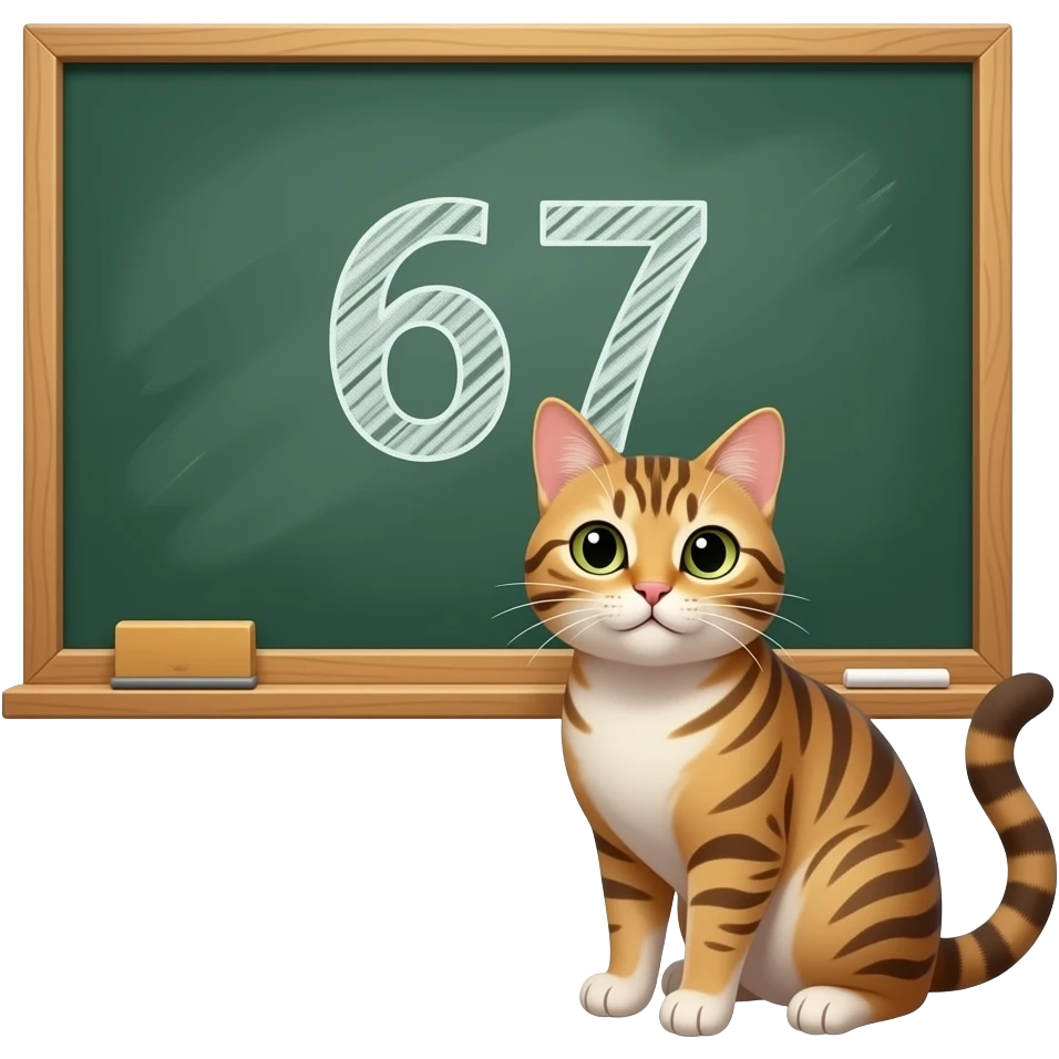 A cat  doing 67 emoji