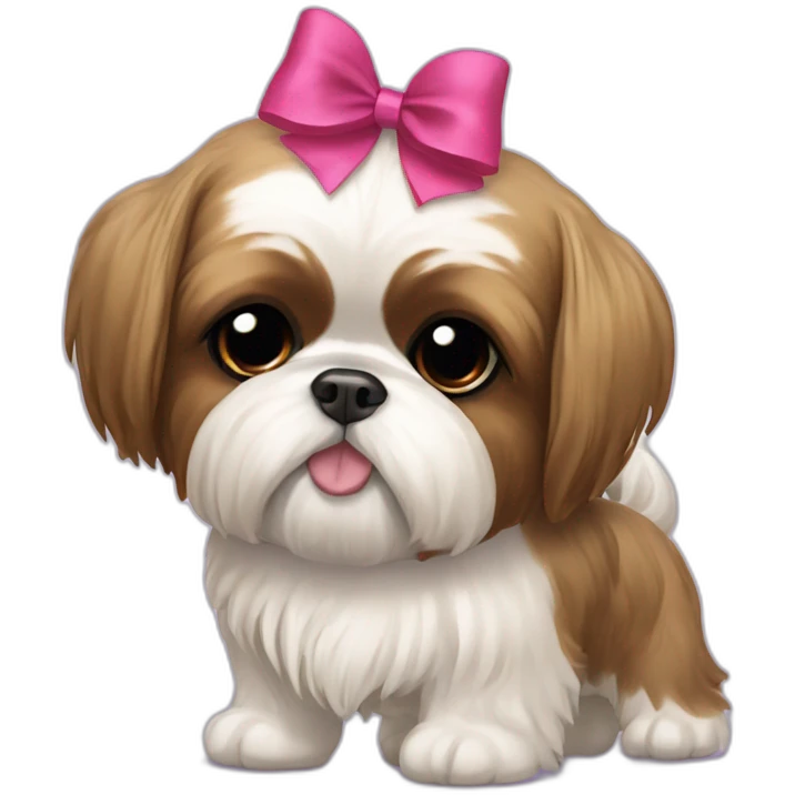 Dog Shih Tzu with a bow on head full-body emoji