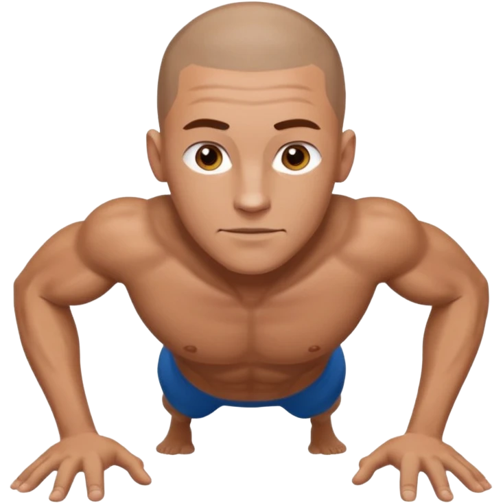 White man brown hair shaved headdoing pushups  emoji