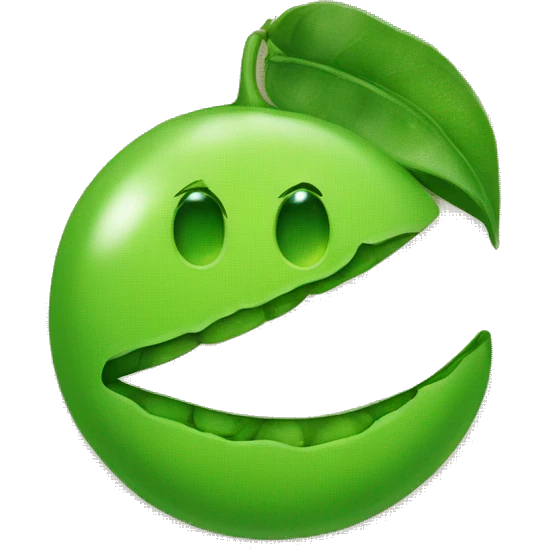 A peahead made of one pea and smiley face emoji