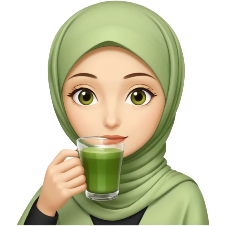 Hijabi drinking matcha emoji