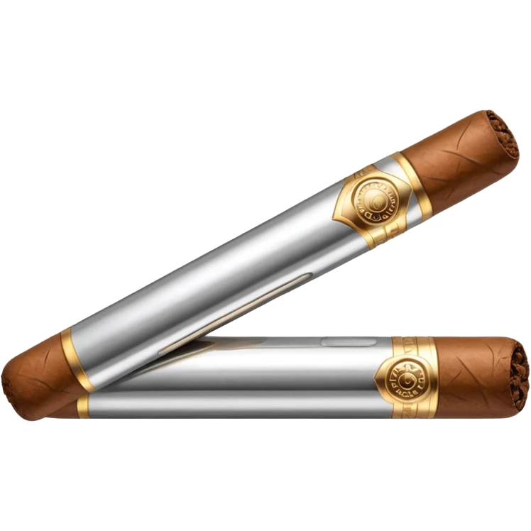 A luxury cigar emoji made of silver chrome, smooth metallic texture, minimal shape, glossy reflections, rich swag aesthetic, iOS emoji style, centered, clean white background emoji