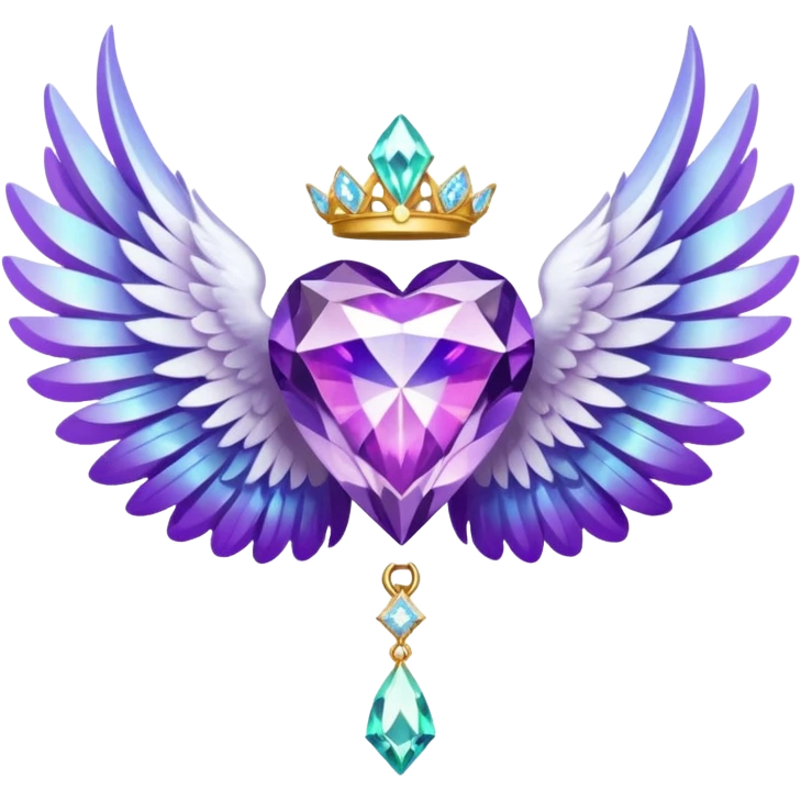 holy diamond emblem with white wings and purple diamond in the middle emoji