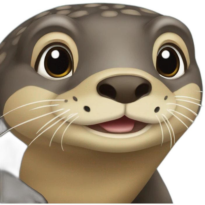 Une loutre sur une tortue emoji