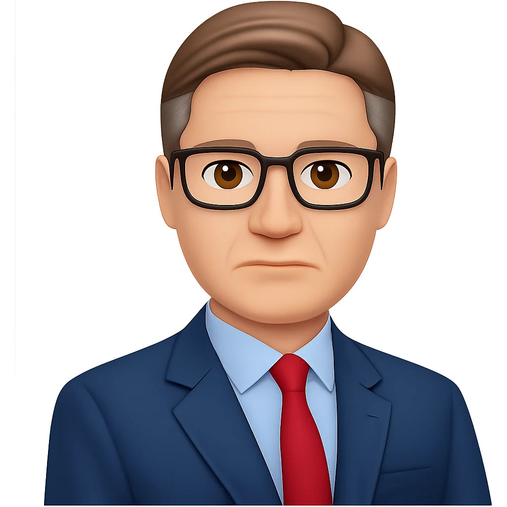 Add glasses to Keir Starmer standing emoji, keep the background transparent. Maintain the original style and transparent background. emoji