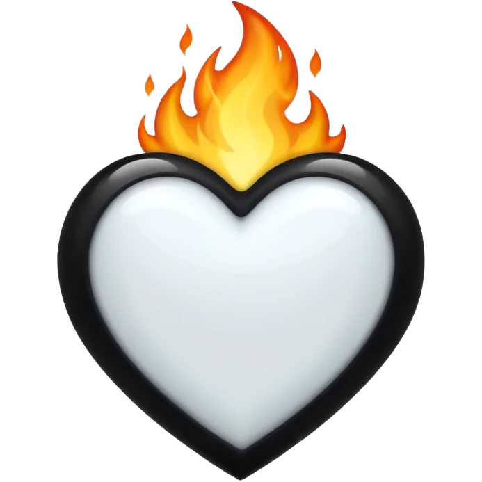 ❤️‍🔥 .. make the red heart white and flame to black. The structure should be as it is emoji