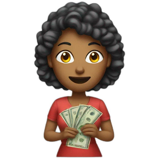 woman giging money emoji