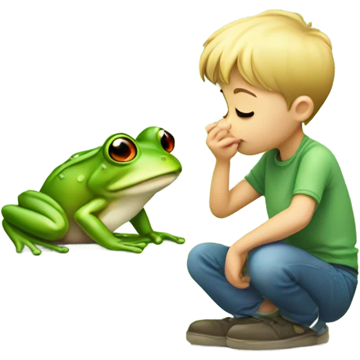 Boy kissing frog emoji