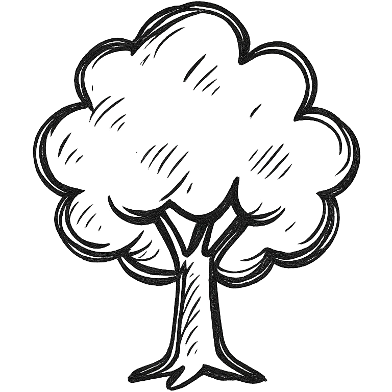 hand drawn icon of a leafy tree emoji